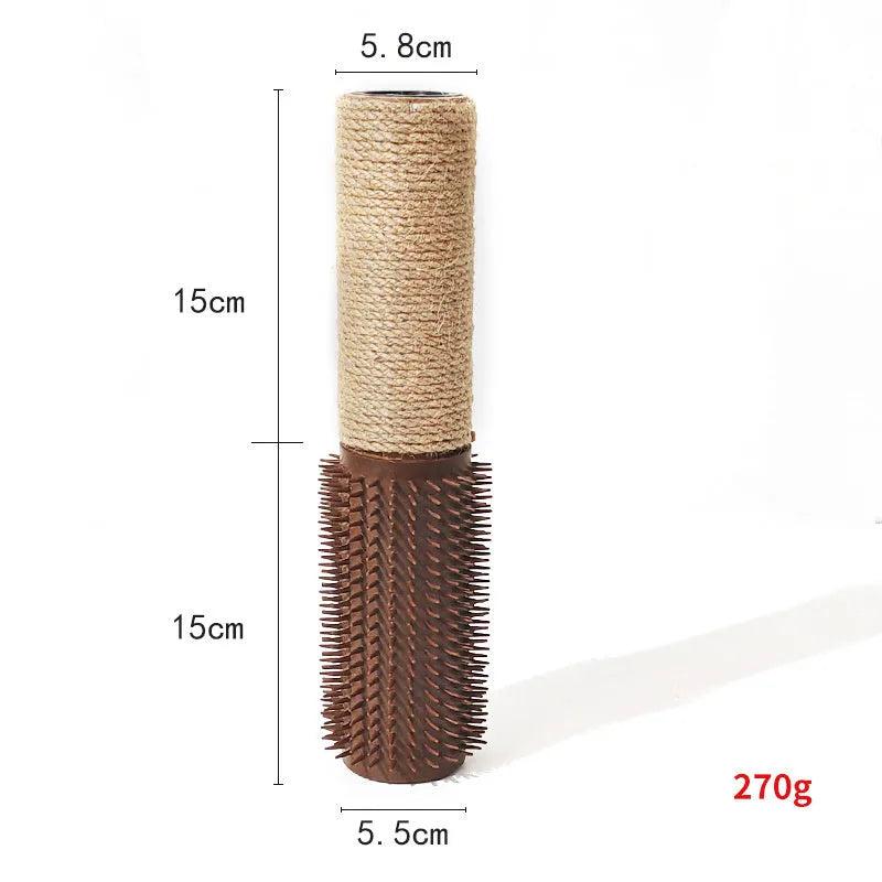 Brown sisal cat scratching post measuring 30cm tall with four scratching surfaces