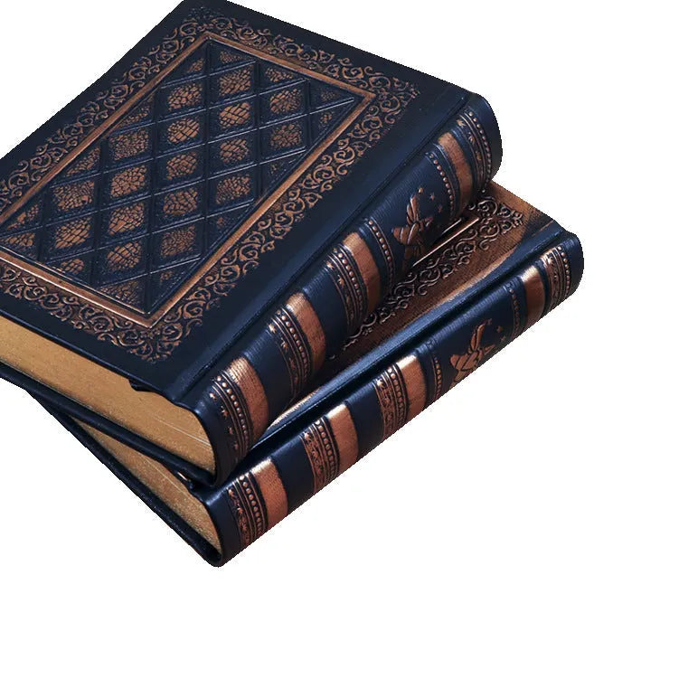 A5 embossed faux leather notepad with super thick pages in bronze or black gold colour