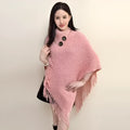 Women's plush cashmere blend triangle shawl cape with tassels in various colours