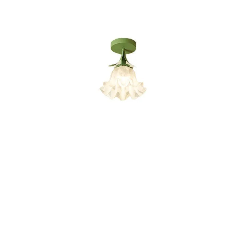 Cream coloured Linglan flower design modern corridor ceiling light with remote control for dimming.