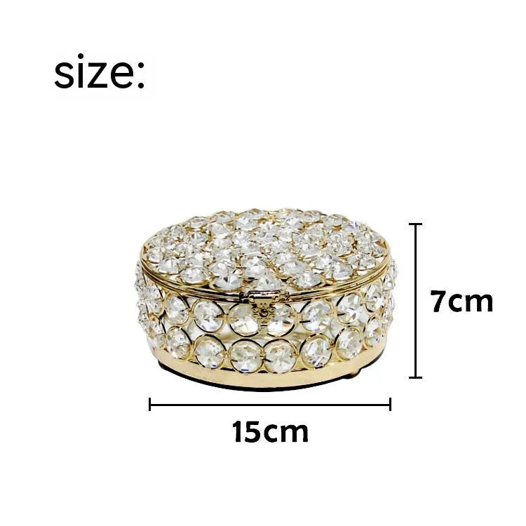 European-style jewellery box with crystal glass panels and French gold iron frame for visible storage