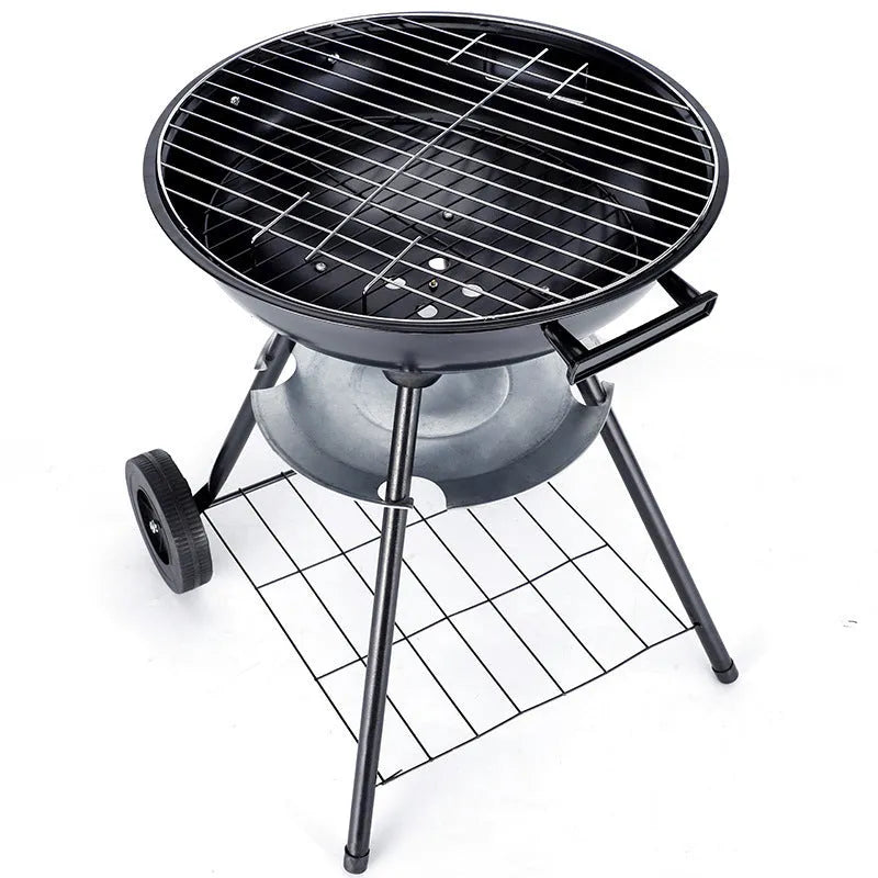 Portable 14-inch iron barbecue grill with apple stove design.