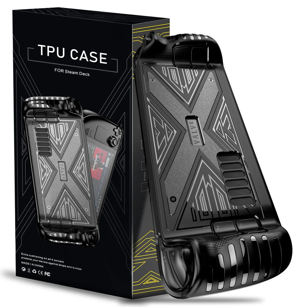 Steam Deck protective silicone soft shell in black, blue, and red colour options
