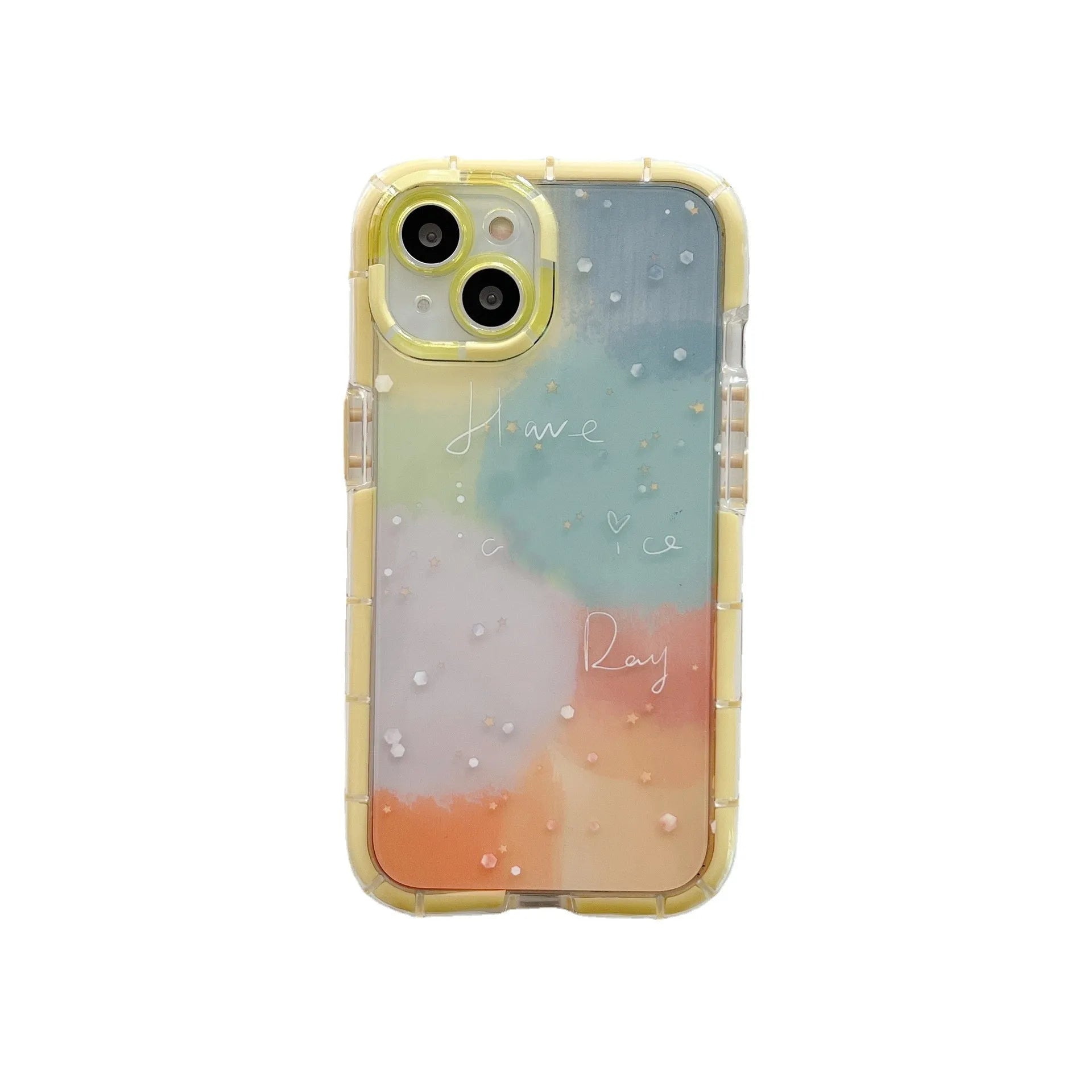 Minimalist contrast colour TPU silicone phone case with yellow edge for iPhone 14 Plus