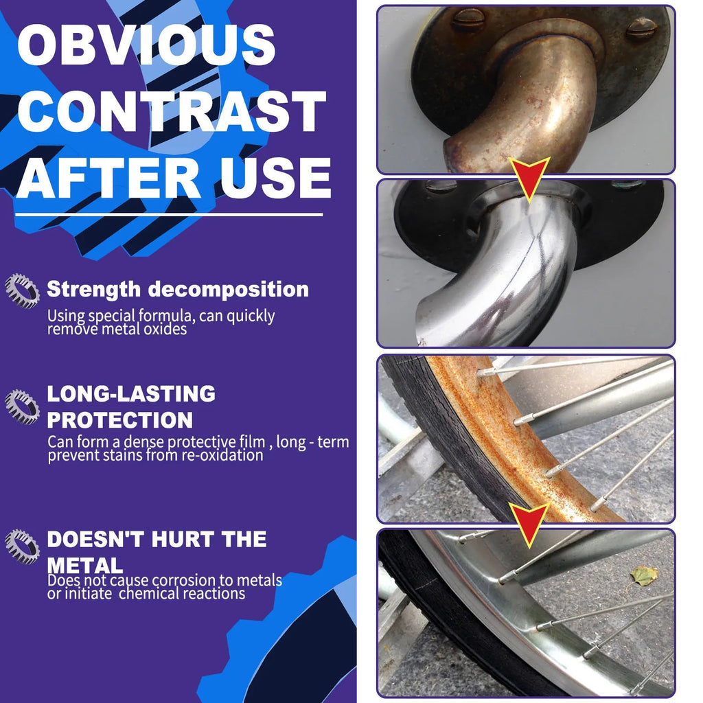 Metal rust remover spray bottle for wheel hub and household rust removal