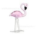 Pink crystal flamingo decorative craft with white crystal material on table display