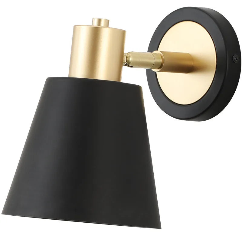 Nordic style iron wall lamp in a choice of four designs for bedside or living room wall mounting.