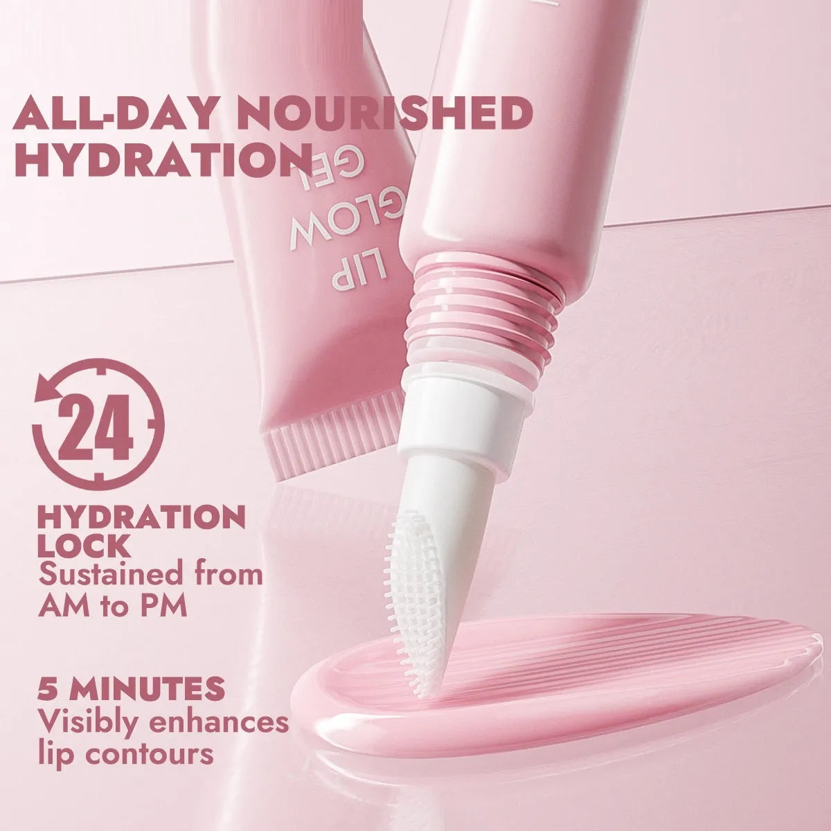 Hose lip balm with silicone brush head, 10g, white packaging