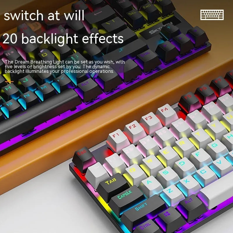K87 mechanical keyboard with metal construction and choice of green axis or red axis switches