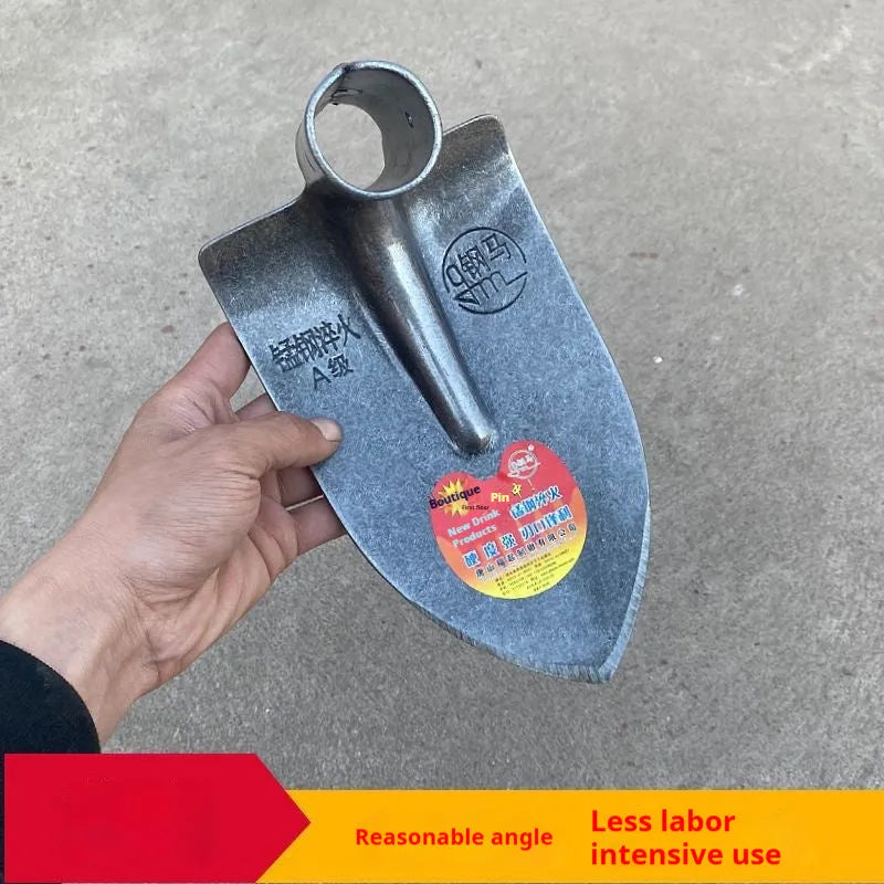 Agricultural pointed hoe with manganese steel construction and flat blade for soil work