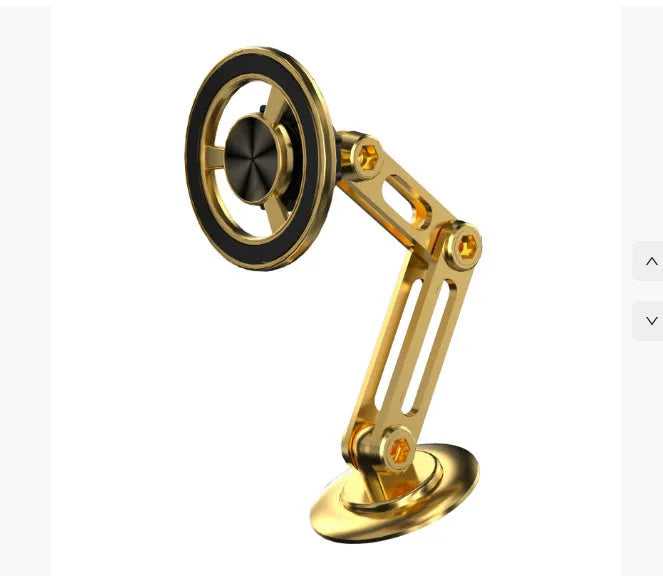 All-metal magnetic car phone holder with magnetic rings and adhesive pads in black, silver, gold, and rose gold options