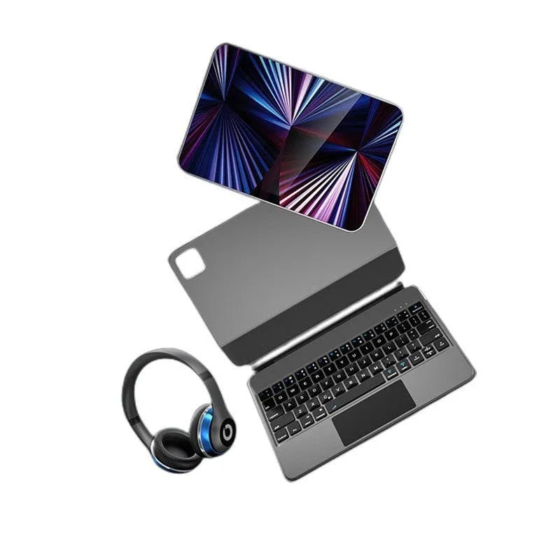 Suspension Magic Control wireless Bluetooth keyboard magnetically attached to 11-inch iPad protective sleeve in chosen colour.