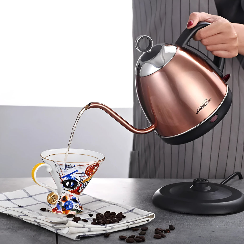 Stainless steel automatic kettle with touch controls in gold colour option