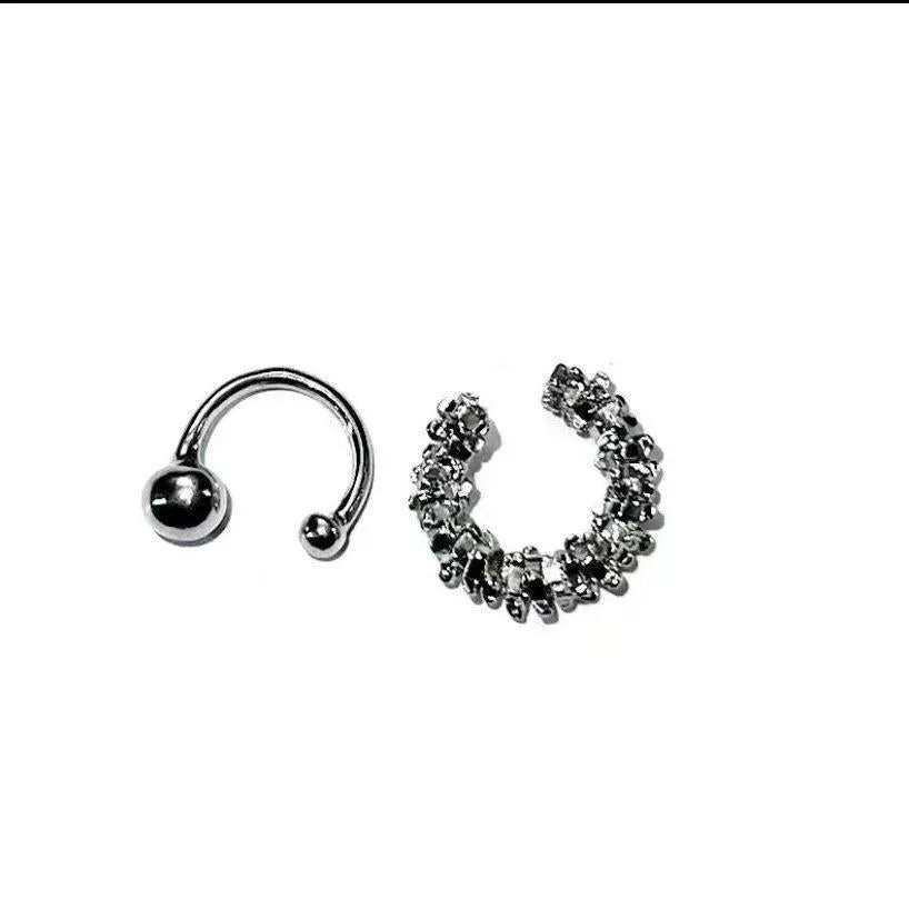 Alloy geometric ear clip earrings with irregular frosty design in B4710# colour