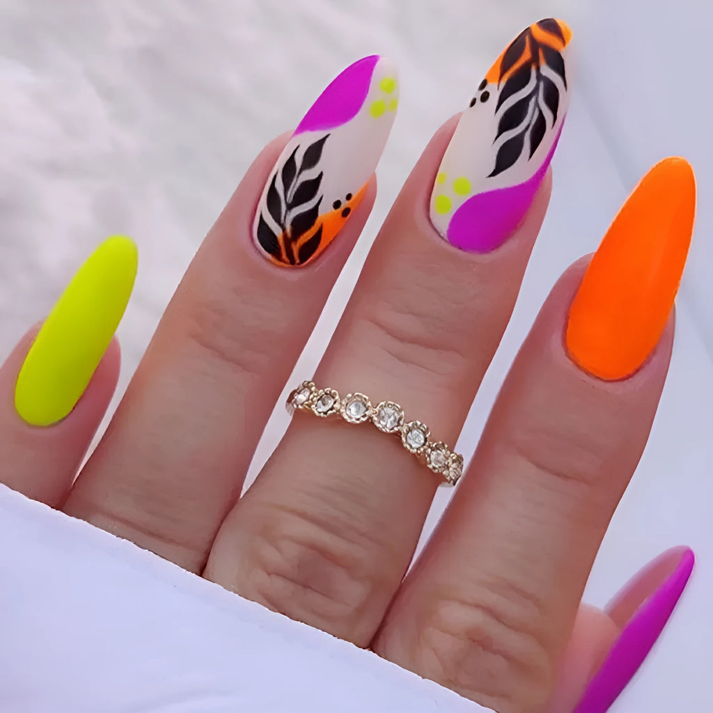 Wear Armour medium almond frosted nail stickers in four pattern designs