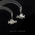 Copper bubble fish earrings with animal modelling and electroplated goldfish style design