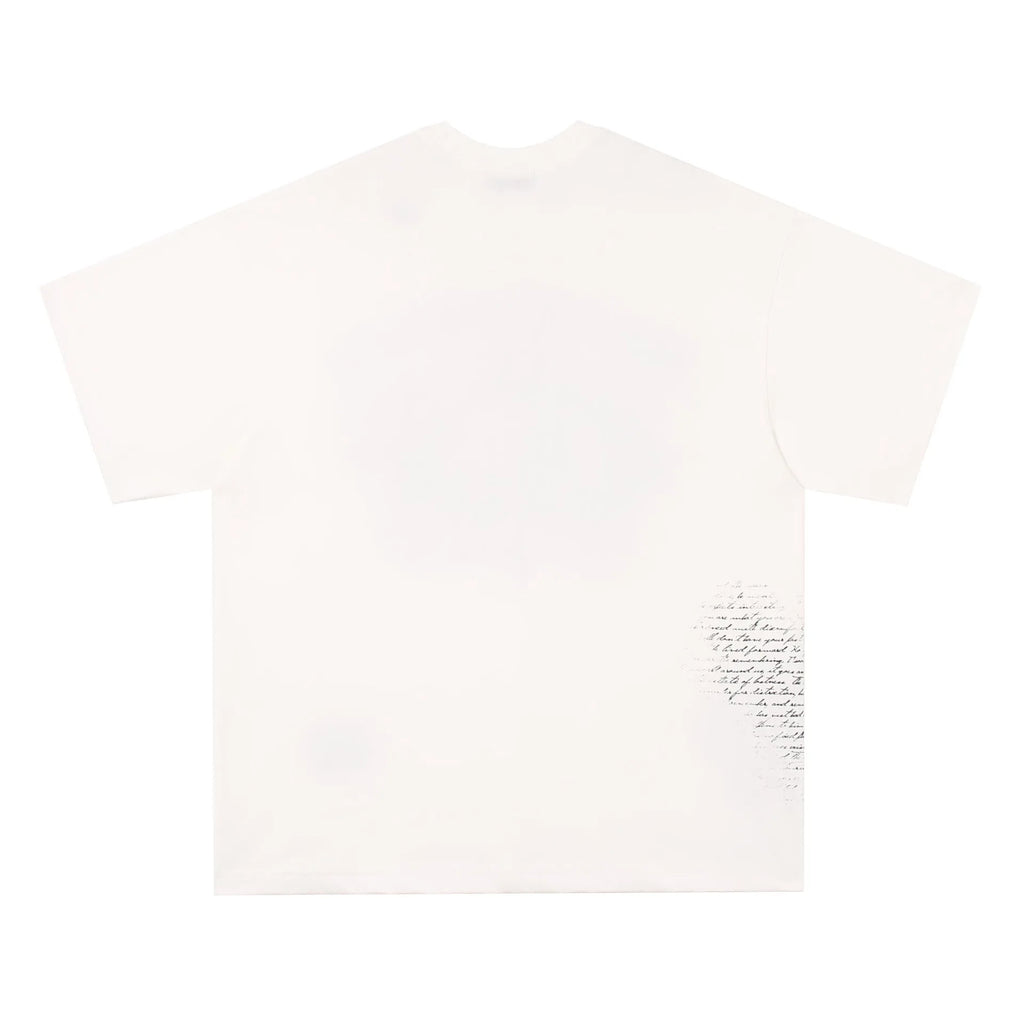 American Retro Hip Hop Gothic cotton T-shirt in black and white colours with letter pattern