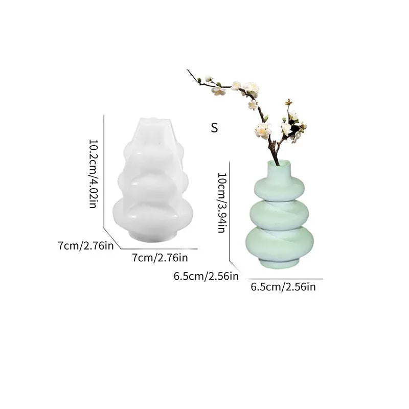 Three layer circular vase silicone baking mould in modern irregular shape