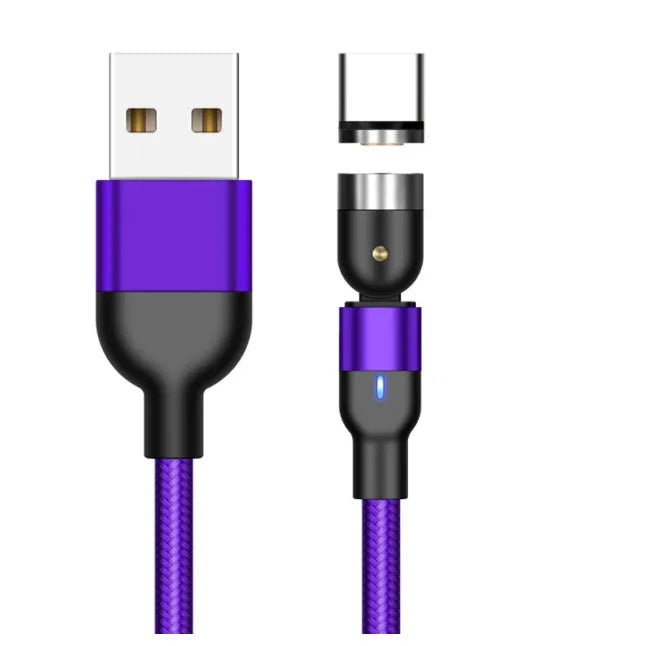 Essager 360-degree rotating magnetic USB charging cable with blue LED indicator and aluminium alloy shell