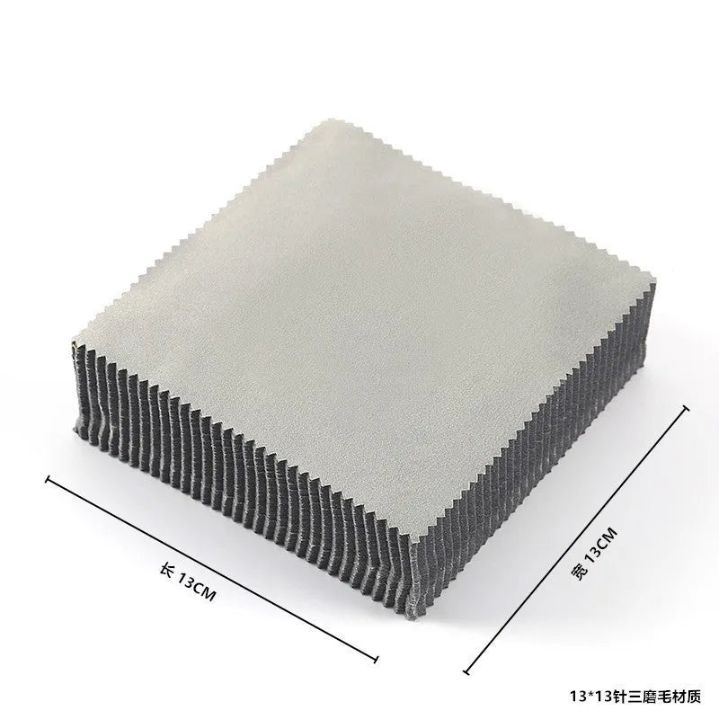 Square microfiber glasses cloth 130x130mm in gray for lens cleaning