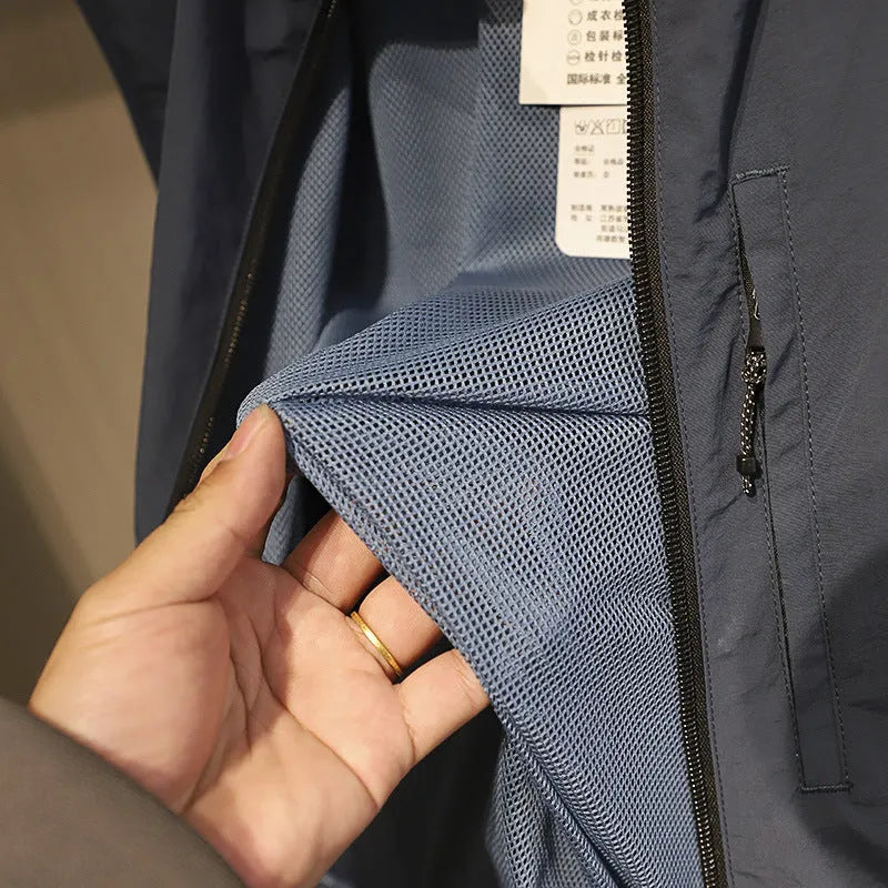 Men's straight-cut cardigan vest in quick-drying nylon with side seam pockets