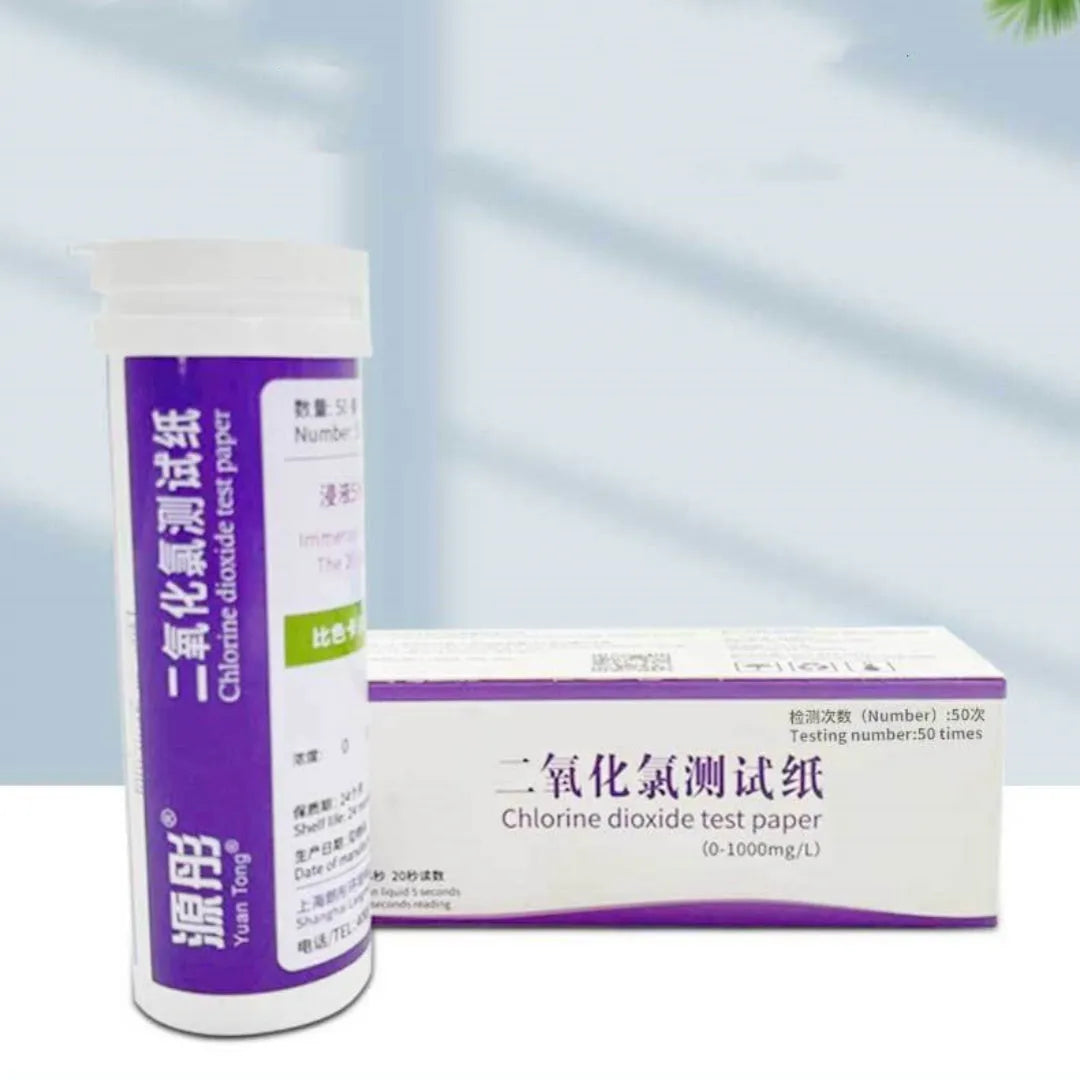 Chlorine dioxide test paper bottle containing 50 pieces for 0-1000mg/L waste water detection
