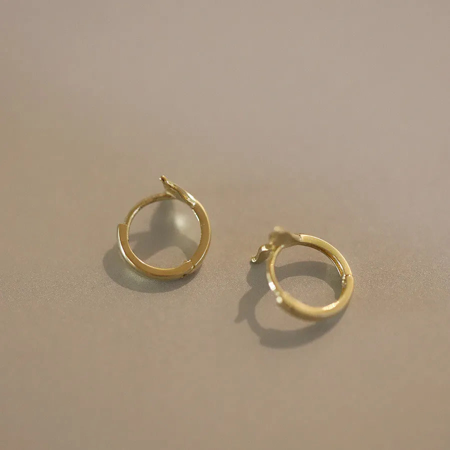 S925 sterling silver fishtail earrings with 14k gold plating showing 8mm inner diameter
