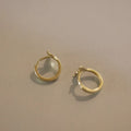 S925 sterling silver fishtail earrings with 14k gold plating showing 8mm inner diameter