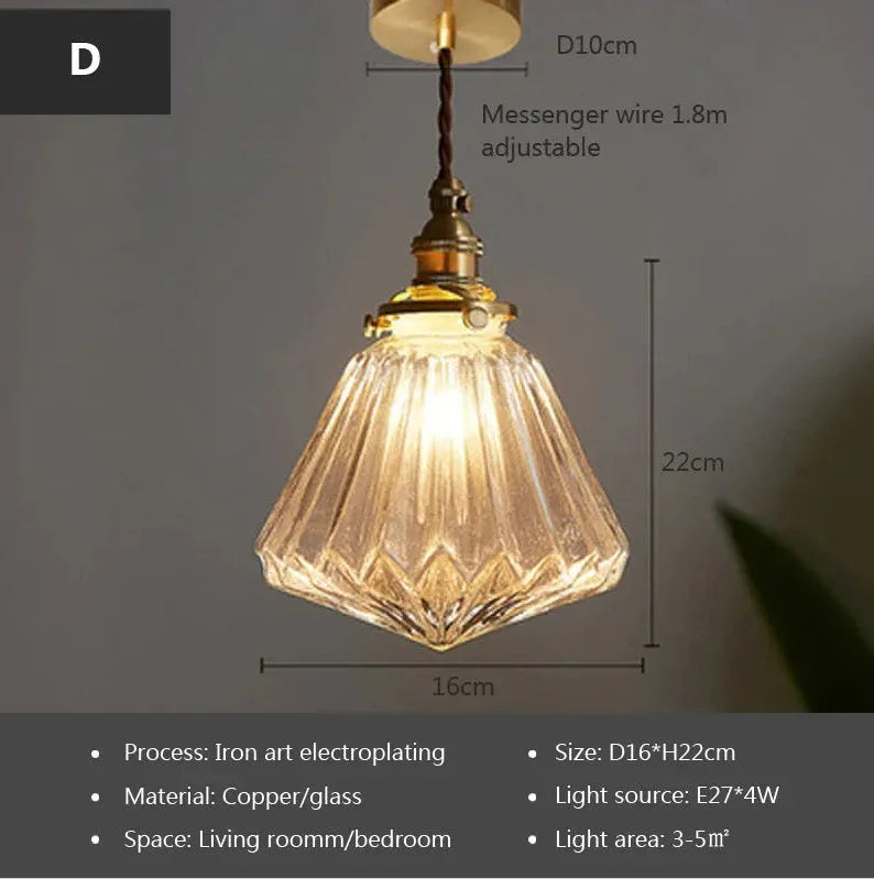 Brass and glass ball chandelier ceiling light with copper body and spherical shade
