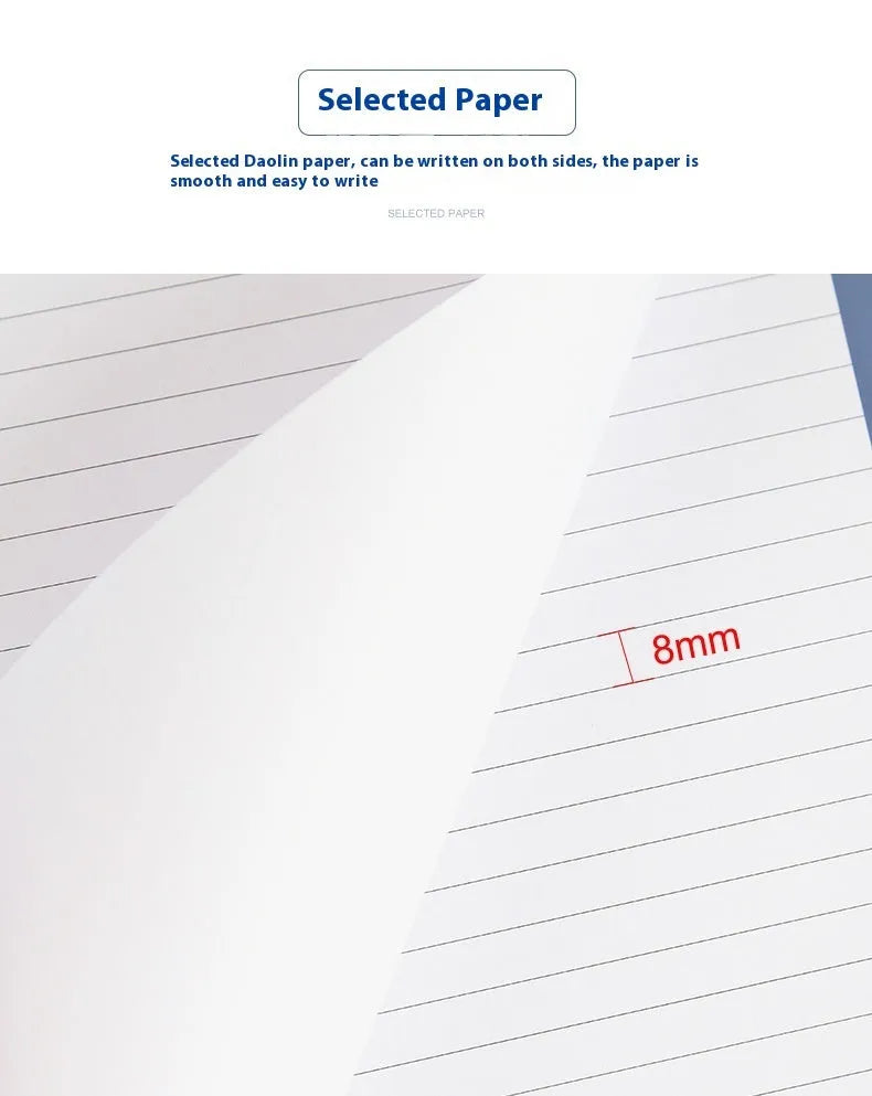 A4 tearable notebook with grid paper and a paper cover, shown open to reveal its pages.