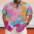 Hawaiian style stand collar short sleeve cardigan with 3D printed pattern
