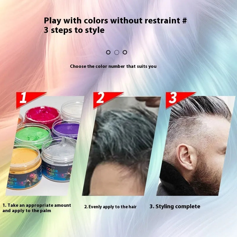 120g tub of hair styling clay shown in one of its nine colour variants.
