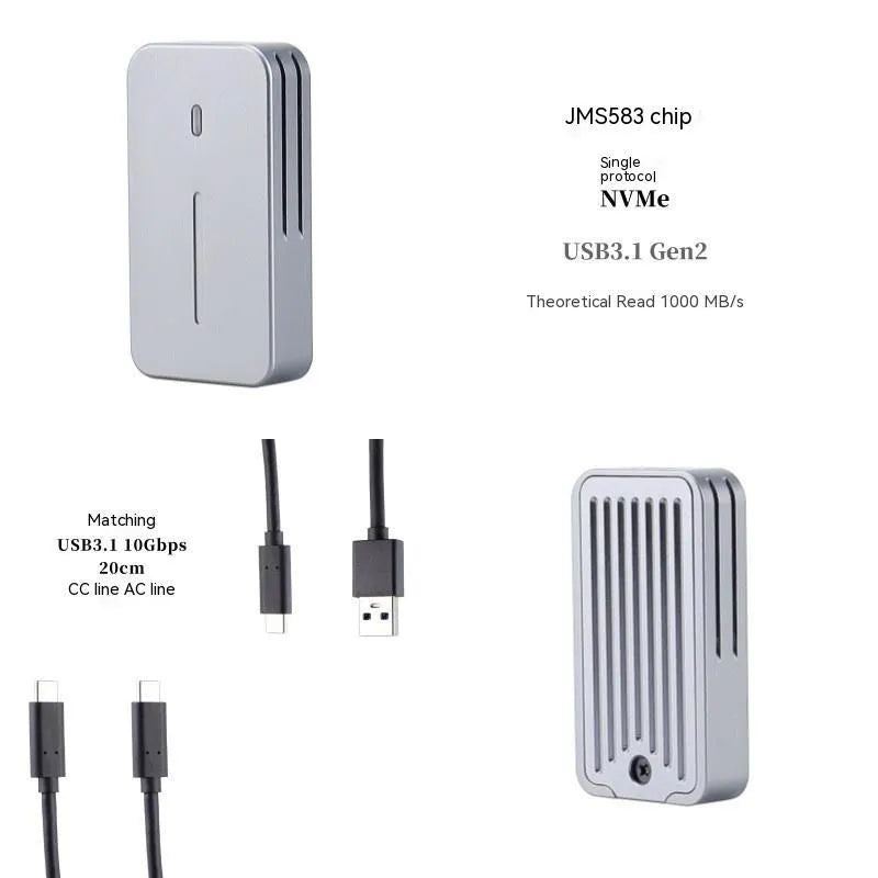 Aluminium alloy dual protocol SSD enclosure for M.2 NVMe and SATA drives with 10Gbps USB 3.2