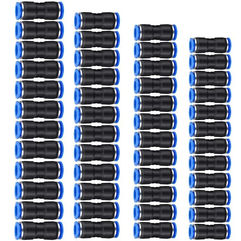 Jinqi black pneumatic plastic straight through butt quick connector for 4-16 mm tubes, 100-pack