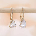 Drop-shaped copper earrings with platinum gem decoration in gold and platinum colour options