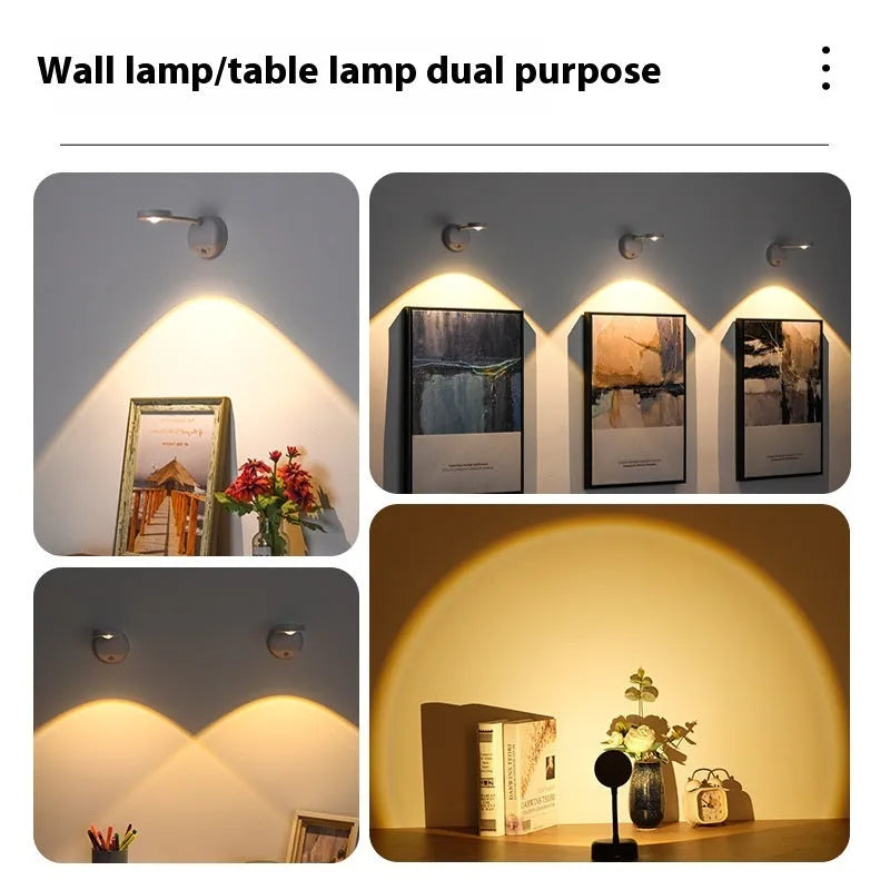 Rechargeable geometric wall lamp in black finish mounted on indoor wall