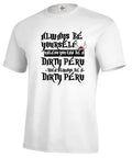 Men's white short sleeve t-shirt with printed design on polyester fabric