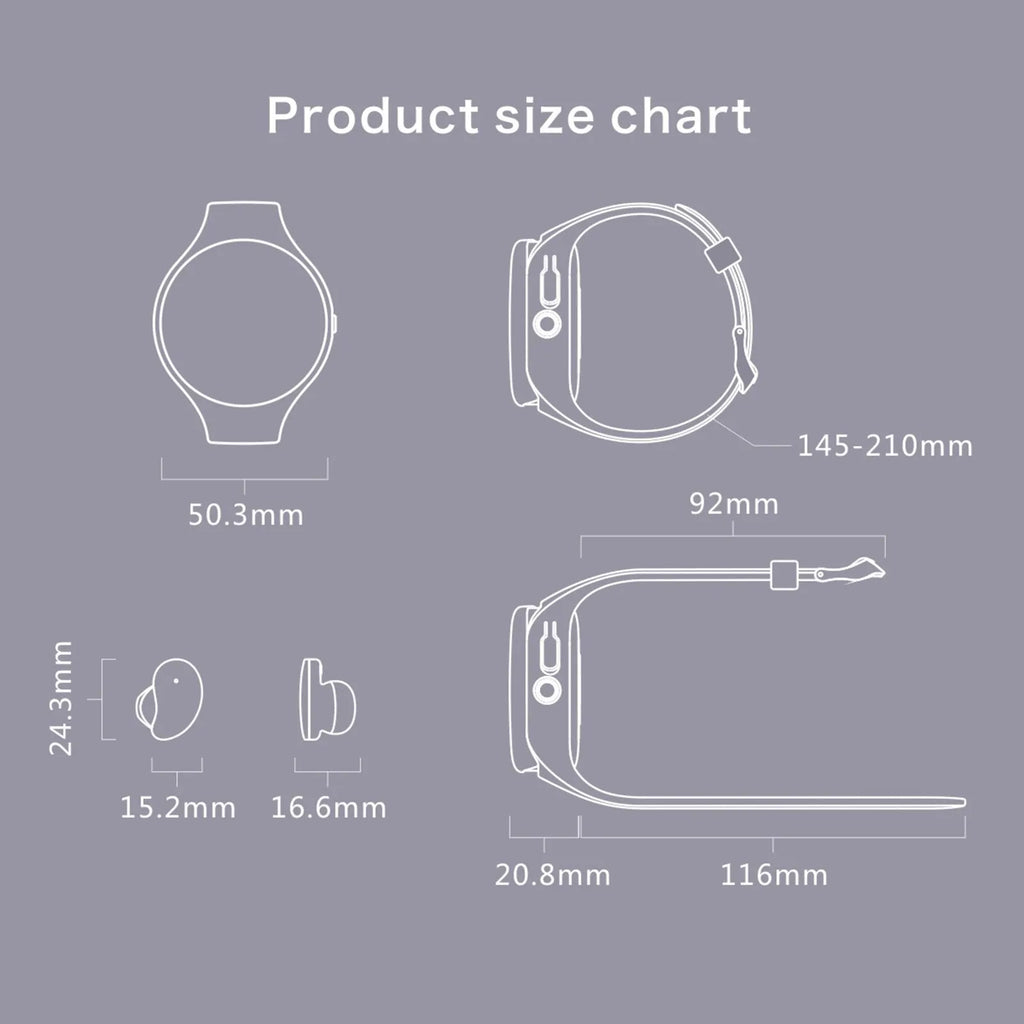 Black Bluetooth headset attached to a smart bracelet with colour screen for heart rate and step tracking.