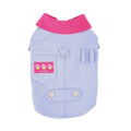 Blue polyester summer dog vest with traction rope ring for small dogs