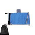 Portable children's aircraft seat extender with adjustable pedal in blue colour with foldable design