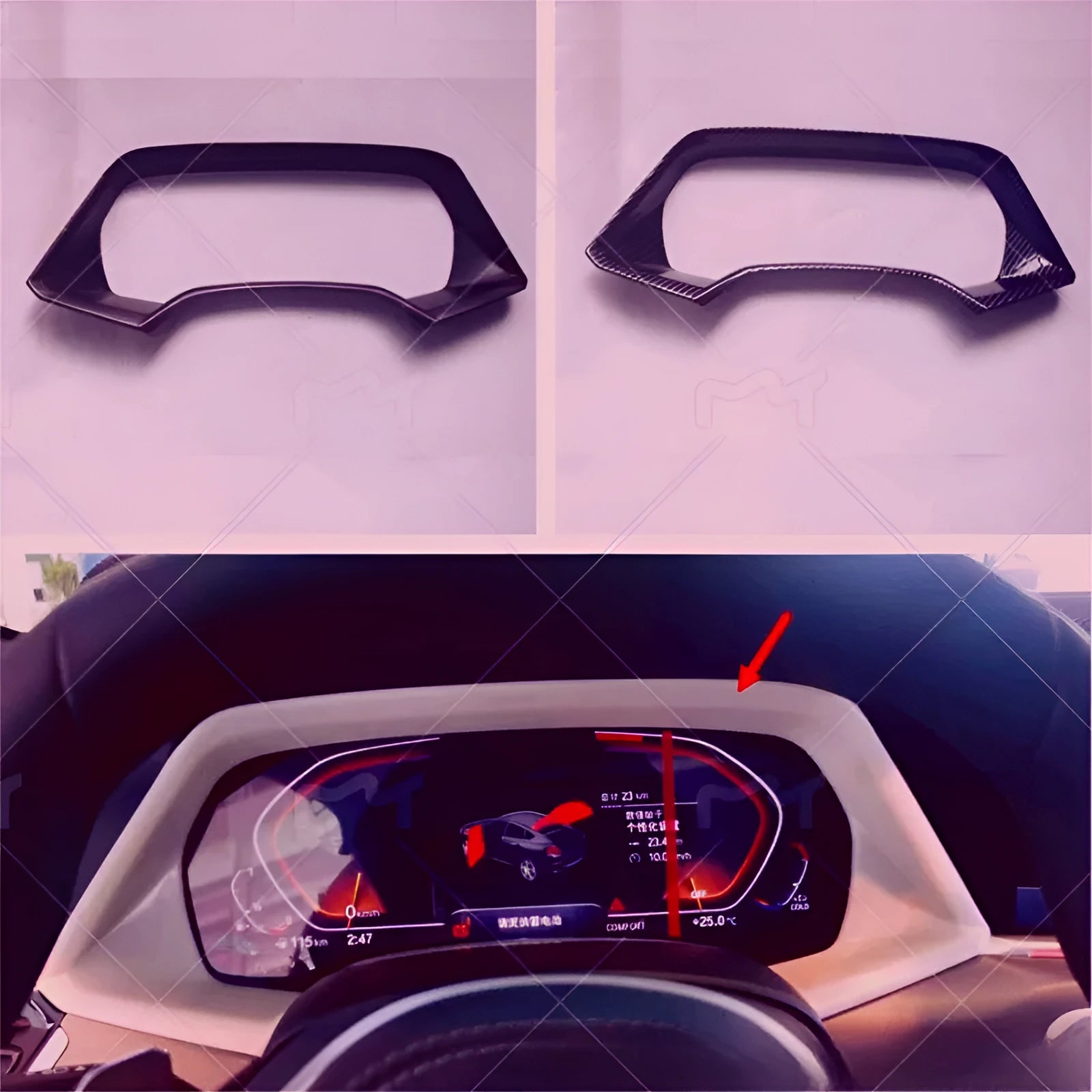 BMW X5L dashboard decoration frame in peach wood ABS plastic with double-sided tape