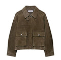 Women's casual jacket in PU fabric, Japanese-Korean style, shown in picture colour.