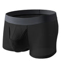 Men's Ice Silk mesh breathable boxer shorts in black, low waist nylon knit underwear