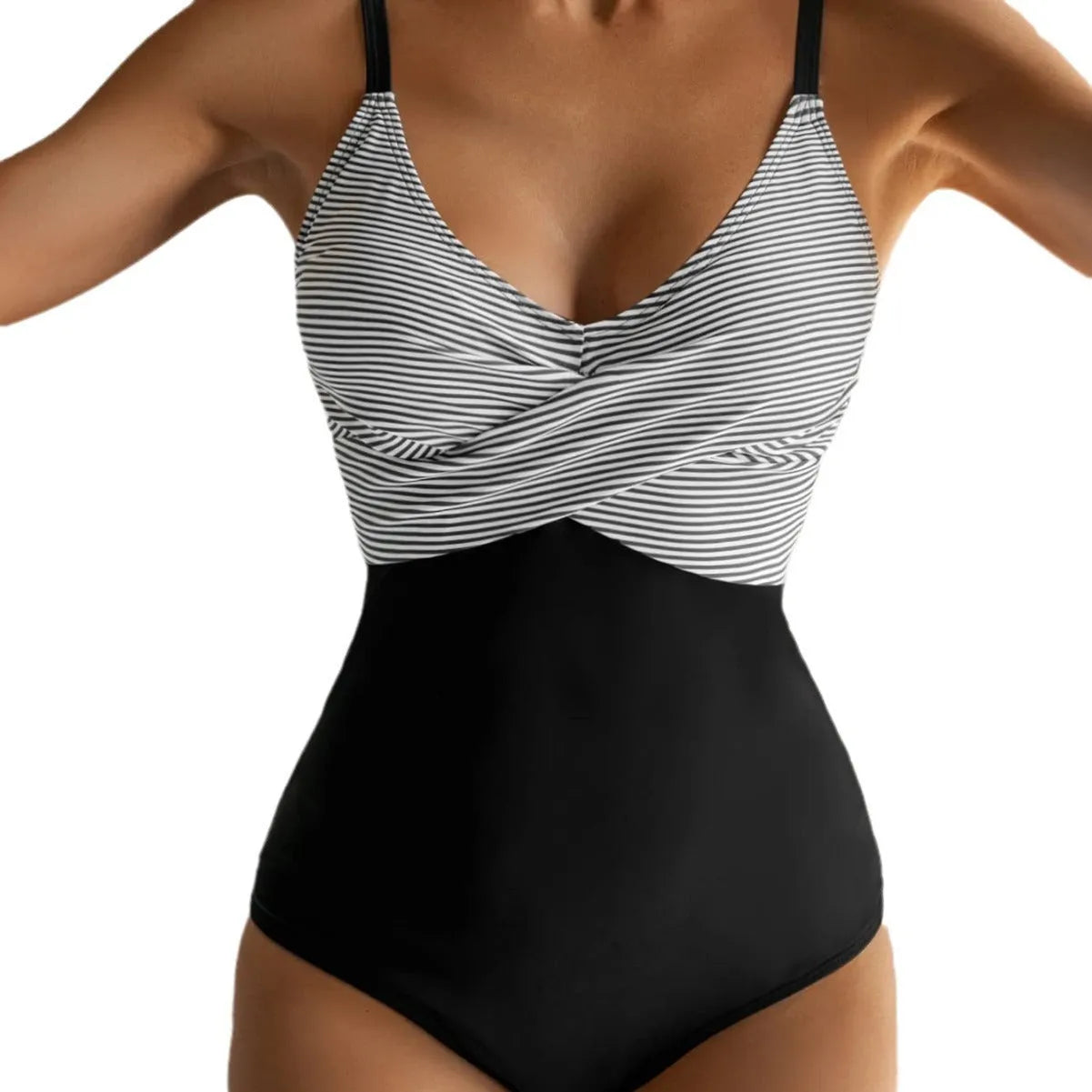 Women's printed bikini swimsuit with lace-up front and backless design in leopard print pattern