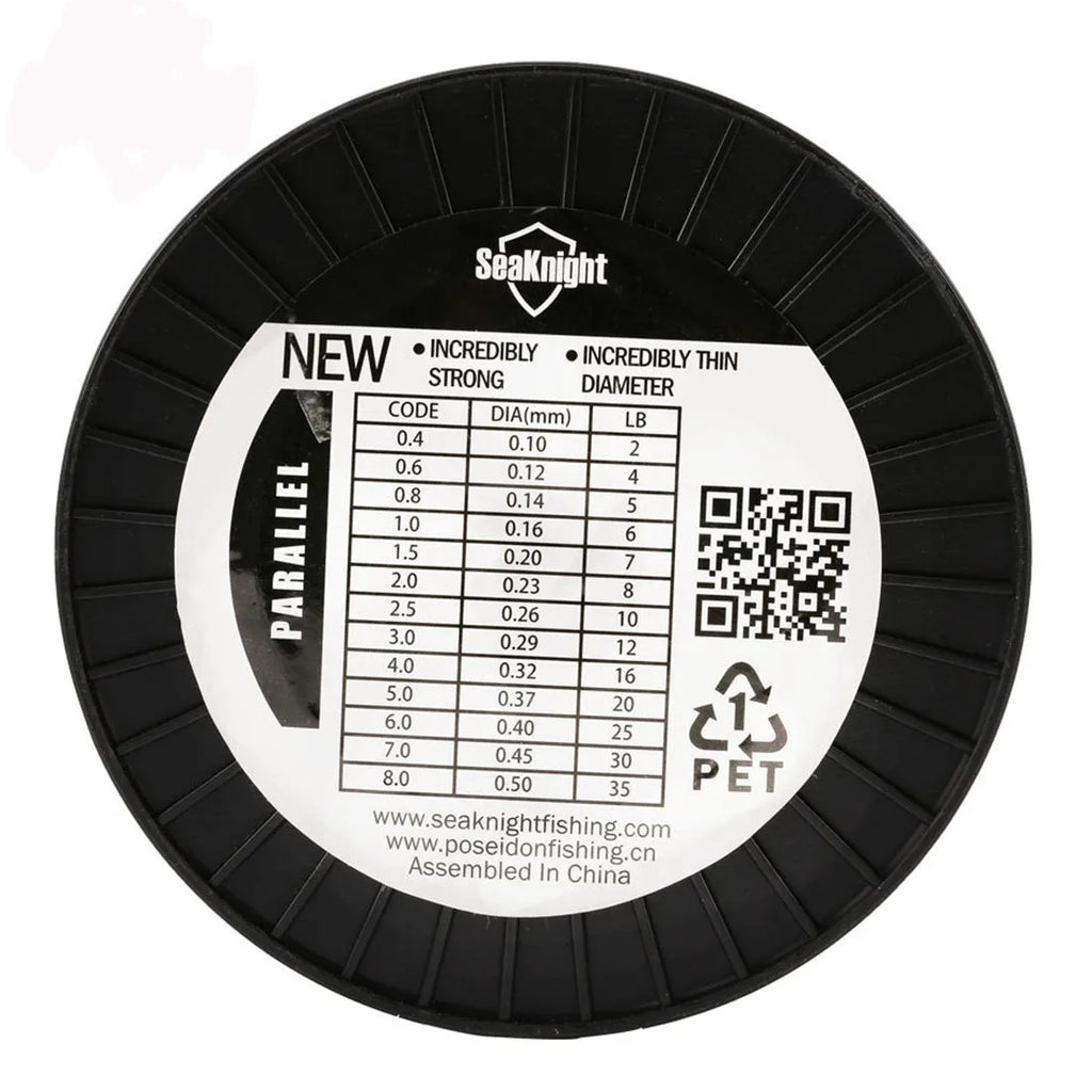 Seaknight 1000 metre spool of nylon monofilament fishing line showing colour and diameter options