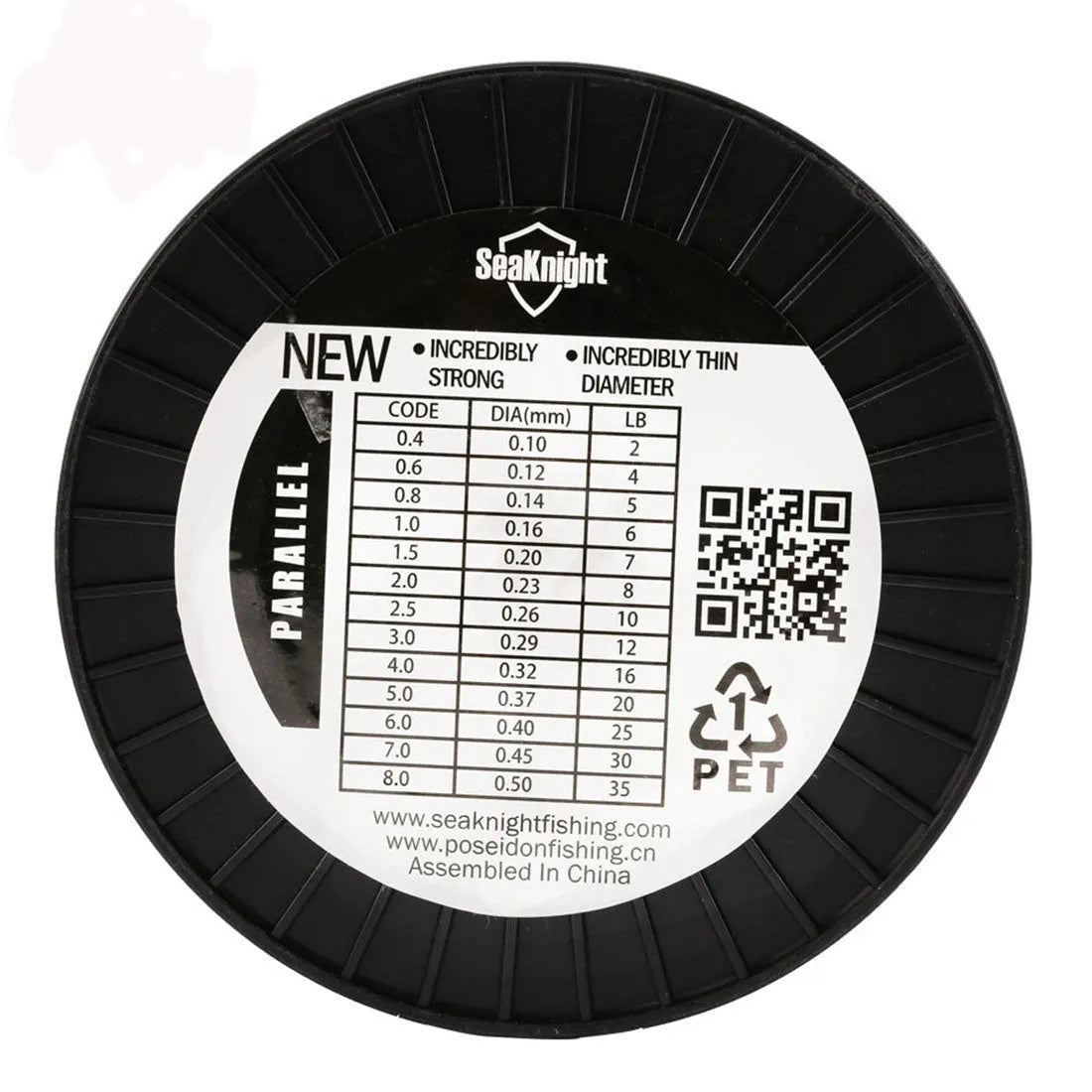 Seaknight 1000 metre spool of nylon monofilament fishing line showing colour and diameter options
