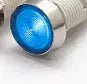 10mm diameter metal indicator light with stainless steel edge, shown in multiple colours.