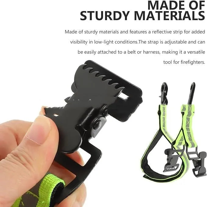 Fluorescent green universal safety clip with metal buckle for fireman gloves organisation