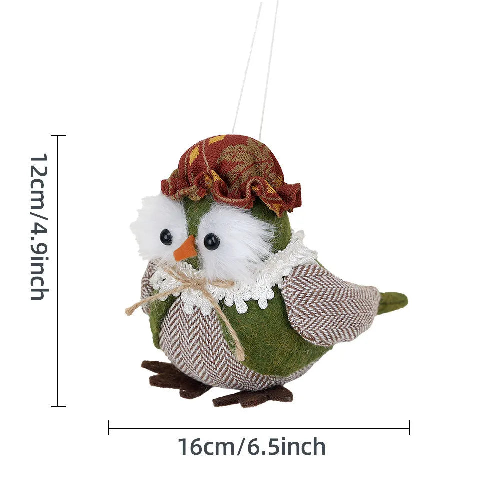 Thanksgiving owl harvest bird pendant ornament in green or orange colours