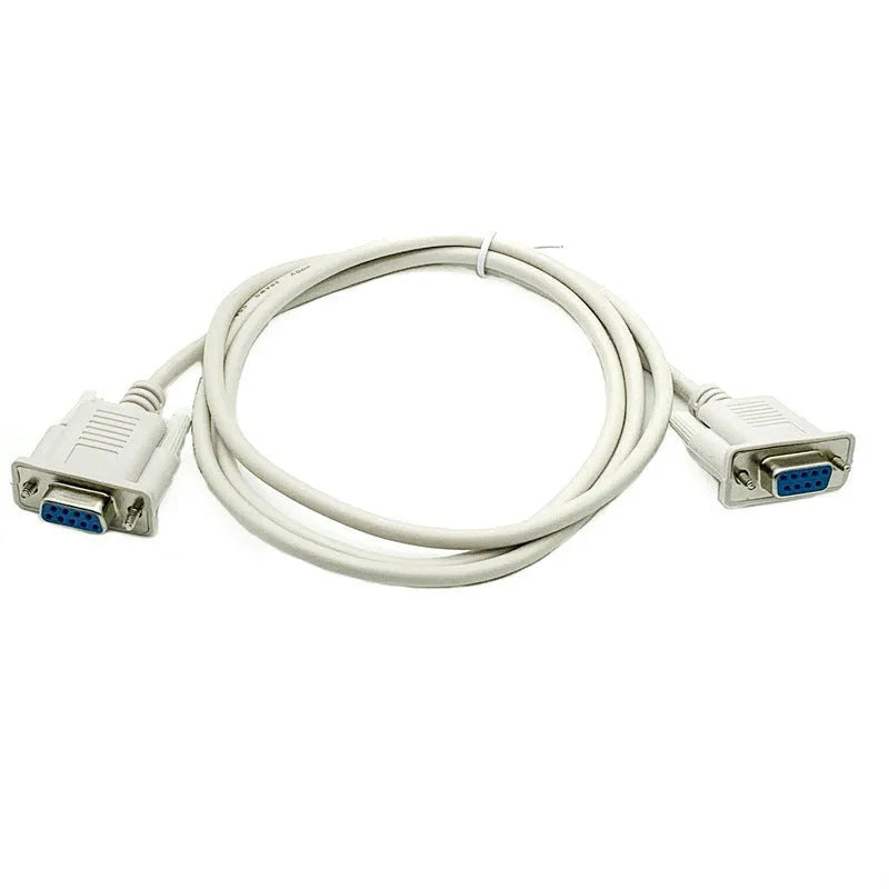 DB9 female to female RS232 serial cross cable 1.5 metres long with milky white insulation